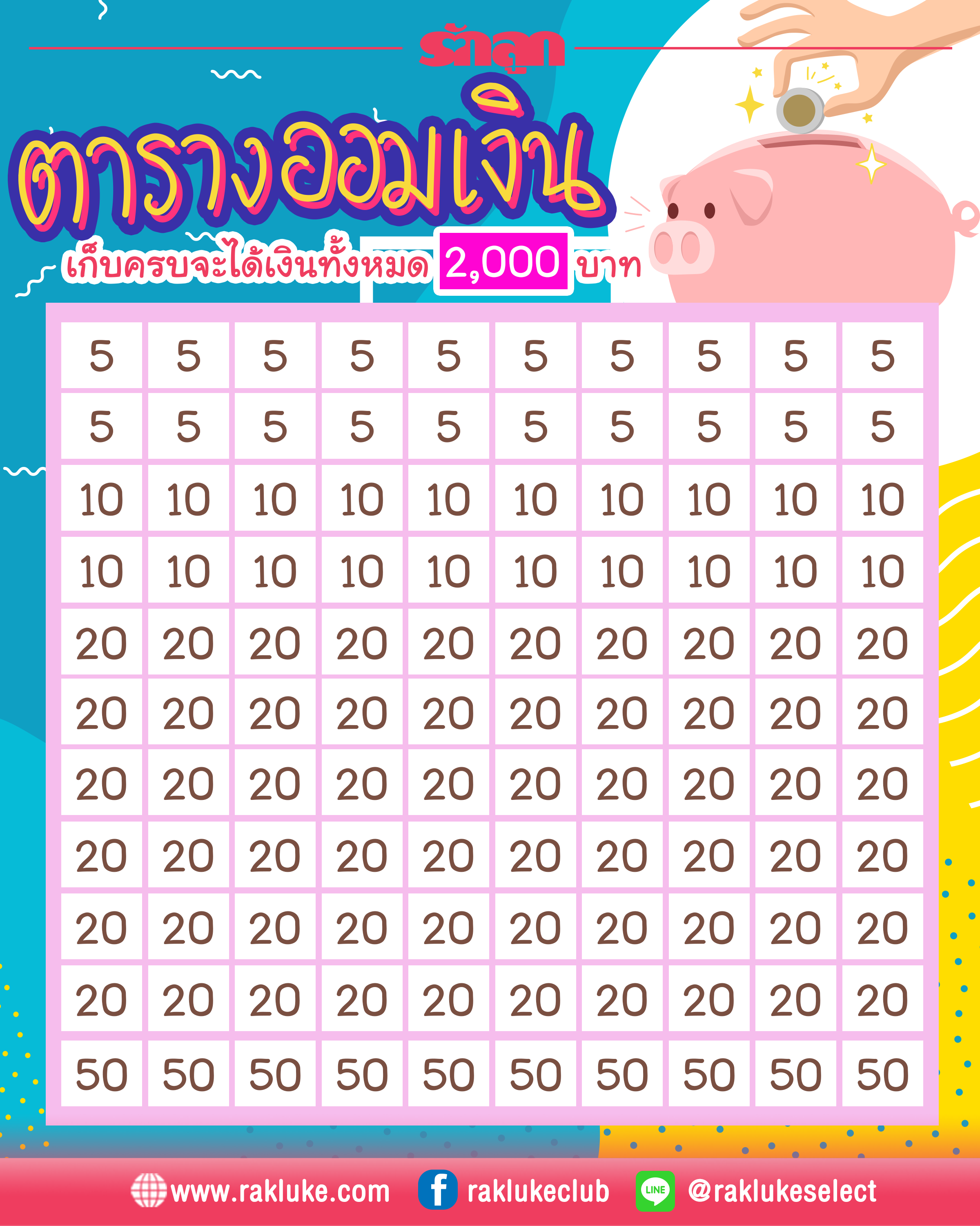 ตารางออมเงิน- ตารางเก็บเงิน- ออมเงิน- เก็บเงิน- เก็บเงินให้ลูก- ออมเงินให้ลูก- สอนลูกเรื่องออมเงิน