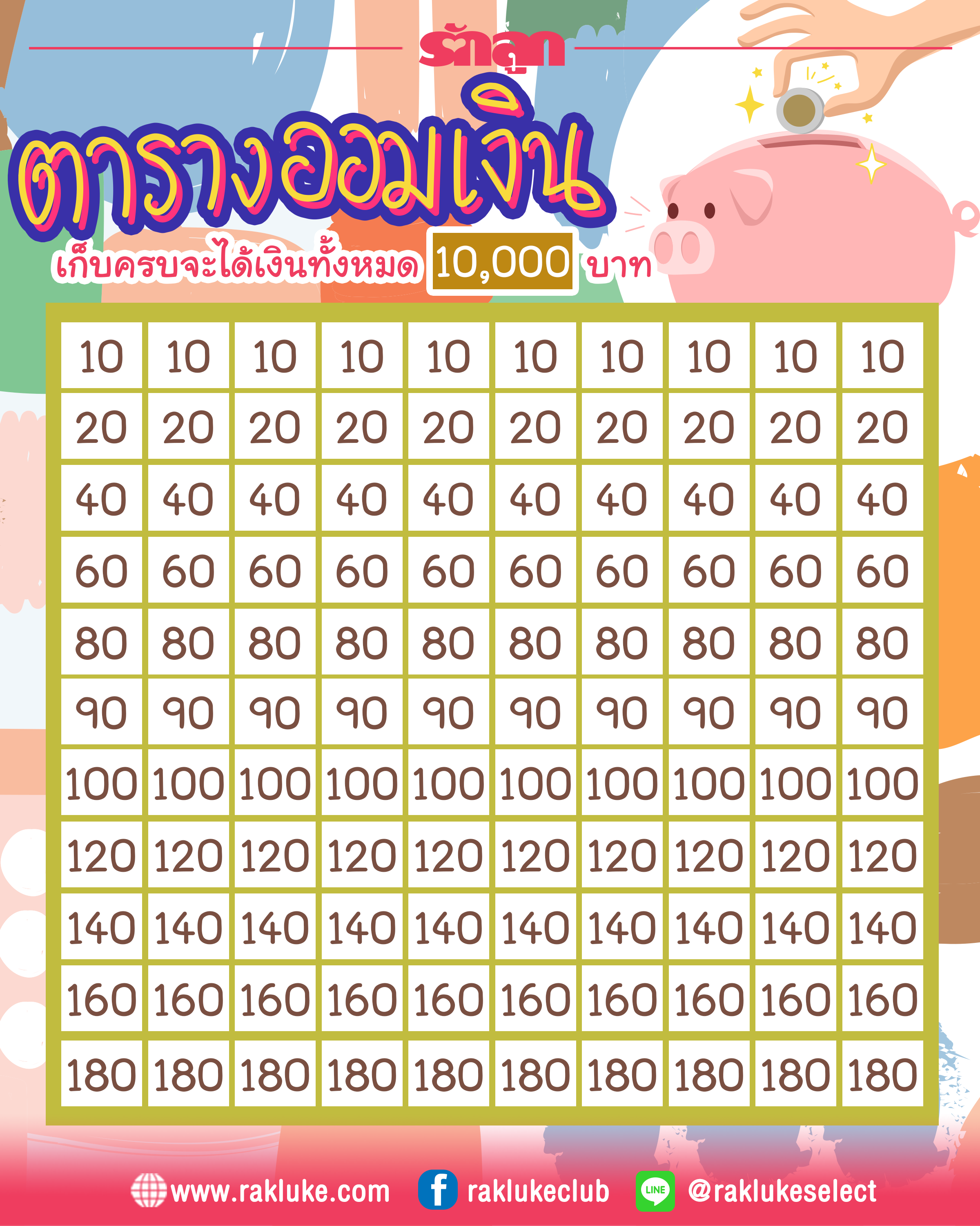 ตารางออมเงิน- ตารางเก็บเงิน- ออมเงิน- เก็บเงิน- เก็บเงินให้ลูก- ออมเงินให้ลูก- สอนลูกเรื่องออมเงิน