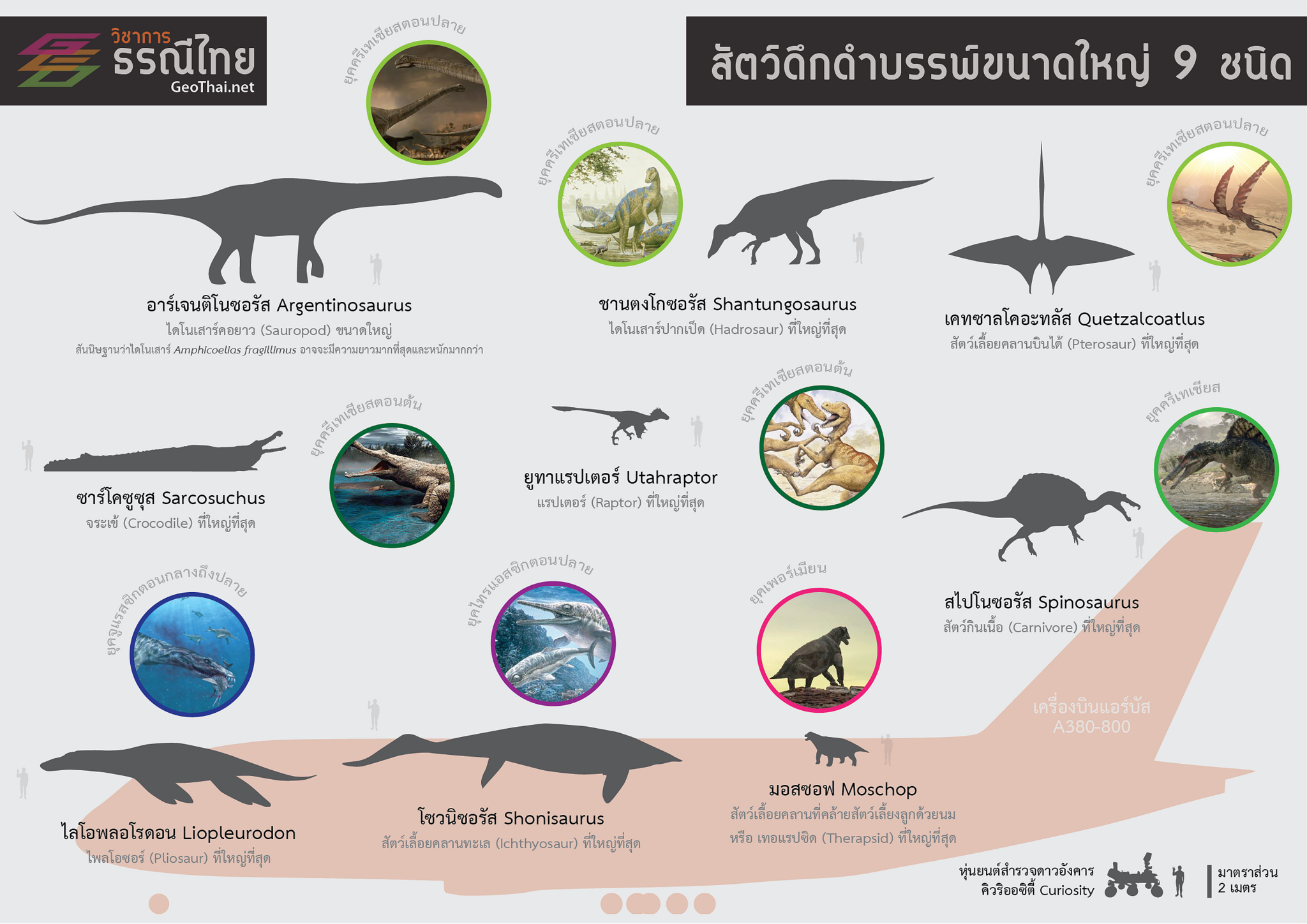 โปสเตอร์,สื่อการเรียนรู้,สัตว์ดึกดำบรรพ์ขนาดใหญ่ 9 ชนิด,Geothai,ไดโนเสาร์,dinosaur