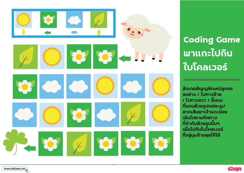ดาวน์โหลด Learning Sheet l Coding Game พาแกะไปกินใบโคลเวอร์ Image 1